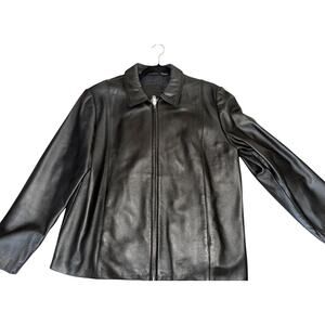 Coach 1941 Black Leather Jacket XL Full Zip Classic Minimalist Korea